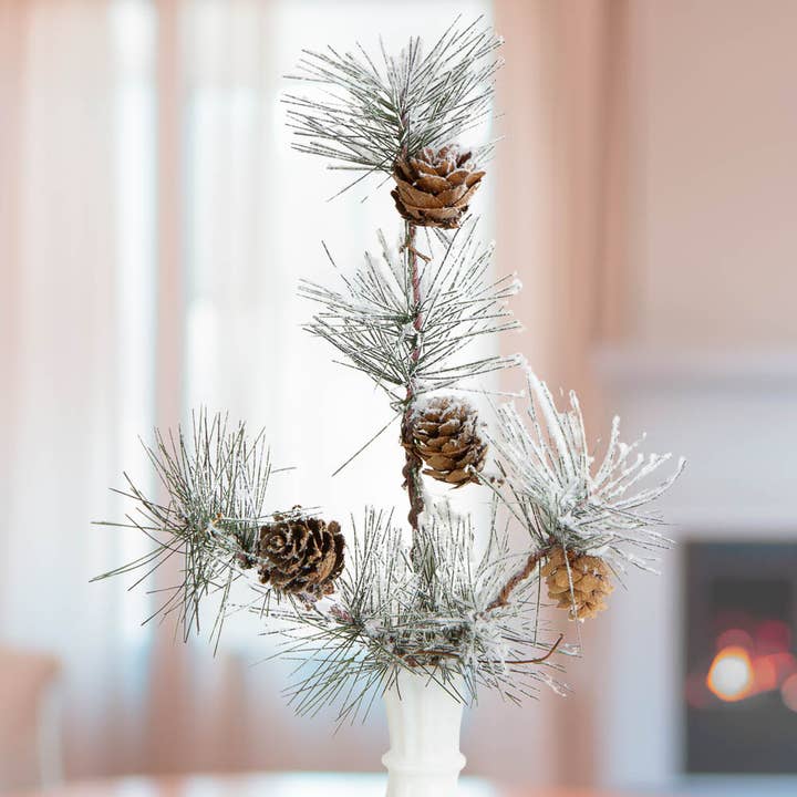 Factory Direct Craft - Wholesale Artificial Flowers - 12" Artificial Flocked Mountain Pine Pick