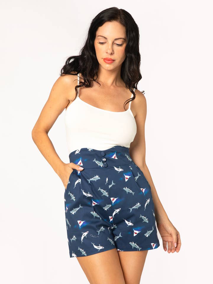 222046 | Reese | Shorts de cintura alta alargados por atacado de Miss Lulo