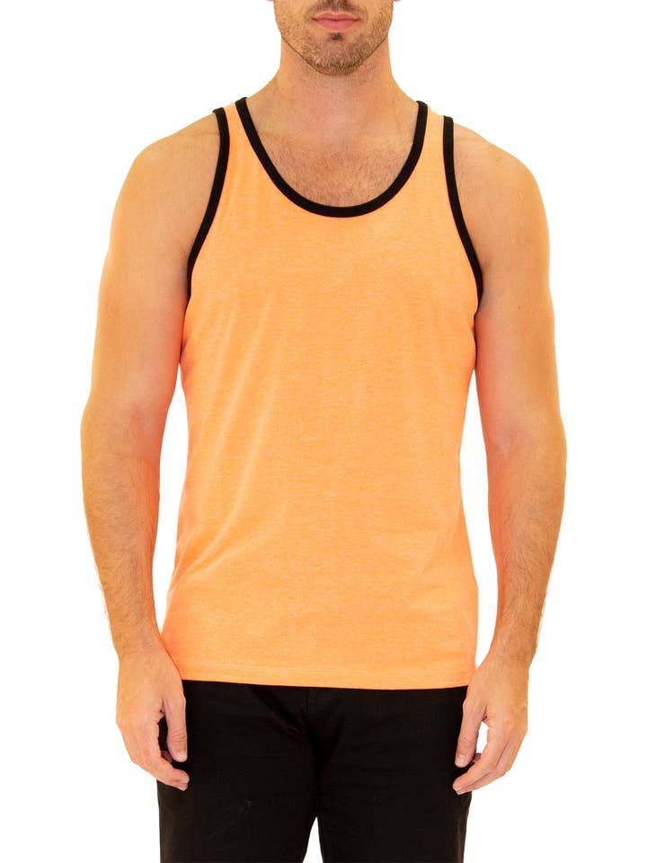 201023 - Men's Neon Orange Cotton Tank Top for wholesale by Bespoke Moda