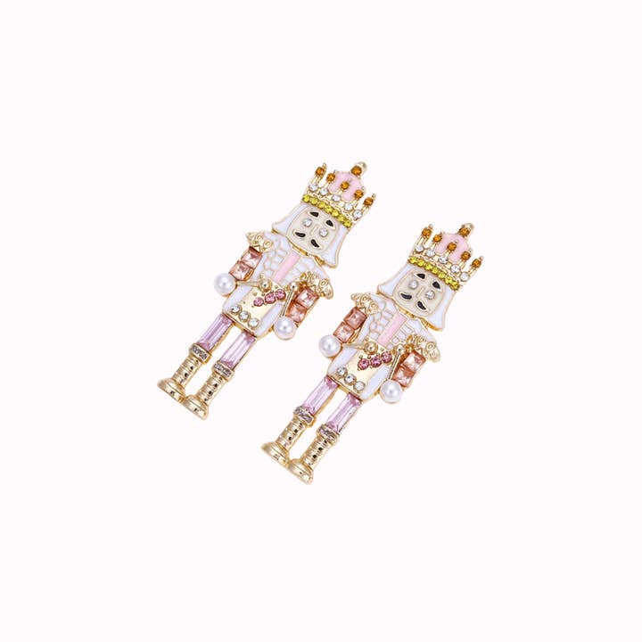 Valois Designs - Wholesale Stud/Post Earrings - Pink Pearl Nutcracker Earrings2