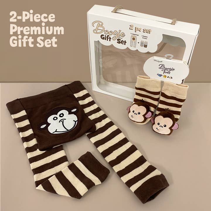 Coffret cadeau Boogie Toes & Tight pour bébé Monkey Boy, 2 pièces, jusqu'à 18 mois pour la vente par Boogie Toes
