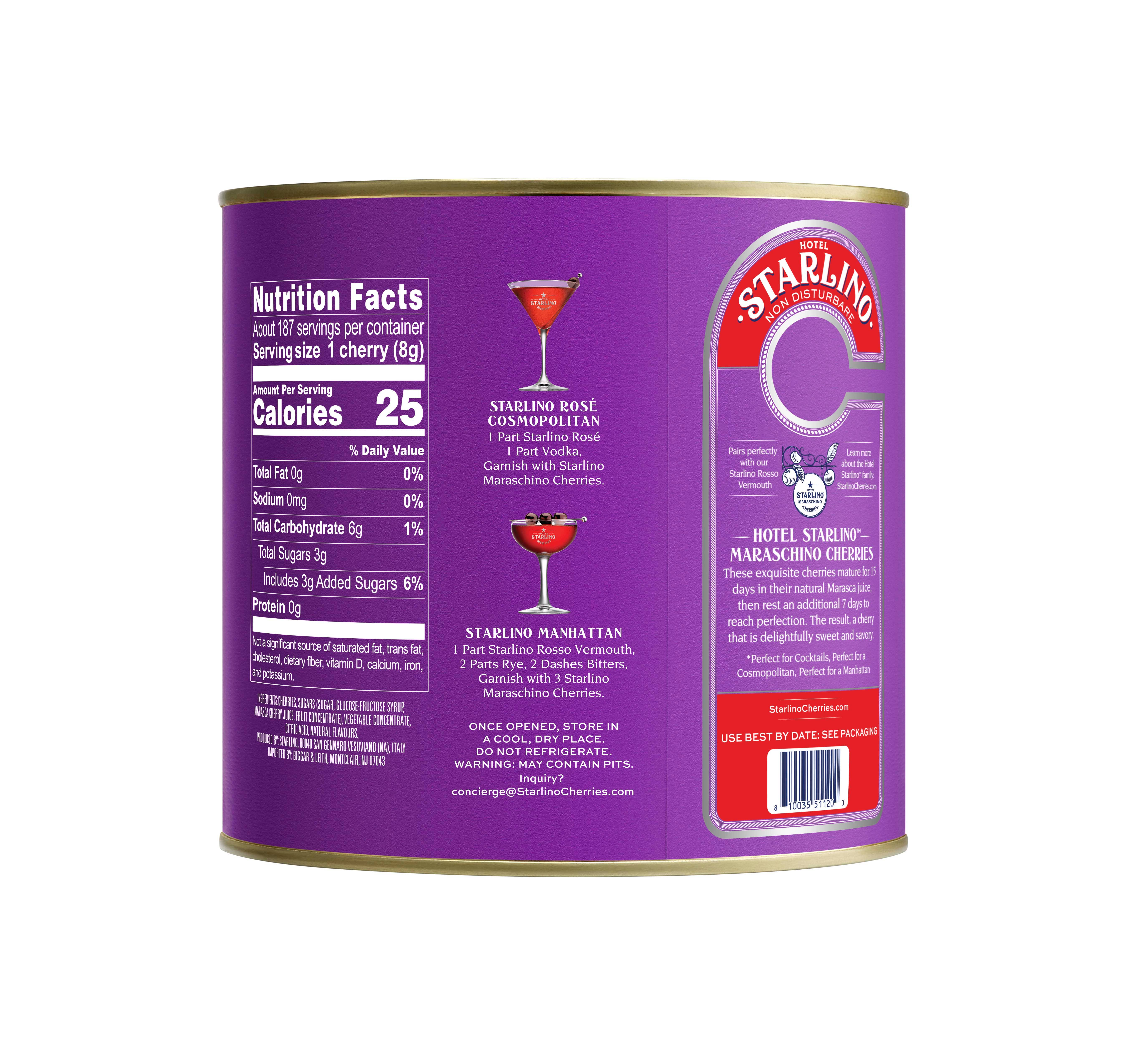 Hotel Starlino Italian Maraschino Cherries – Großhandel Konserven – 7 Pfund Kirschen! - Starlino 3 kg (6,6 Pfund) Dose2