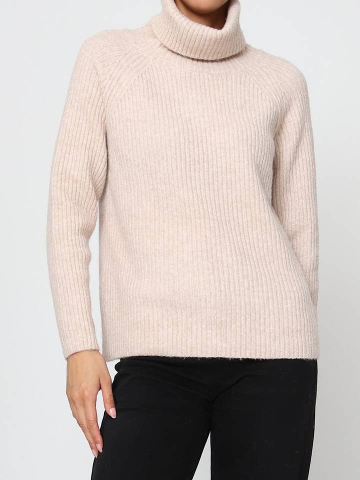 Ribbed Knit Sweater – Turtleneck & Long Sleeves for wholesale by DIX-ONZE