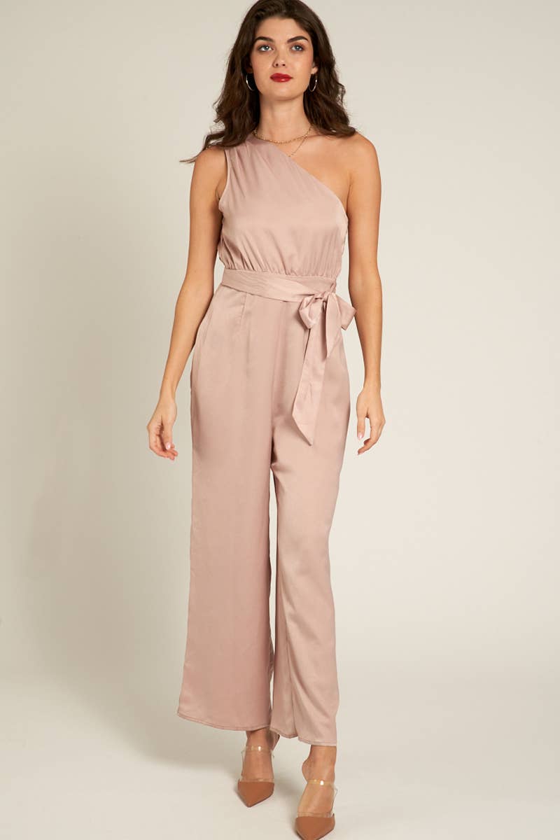 En Crème - Wholesale Jumpsuit - Women's - One Shoulder Jumpsuit with Back Tie1