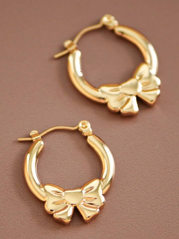 18K Gold Plated Waterproof Stainless Steel Hoop Earrings - 7105 for wholesale by Mia Accessories
