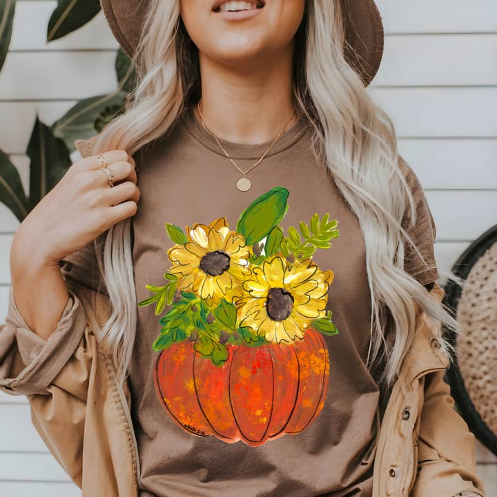Espresso Sunflower Pumpkin T-Shirt - Minimum 6 for wholesale on Faire