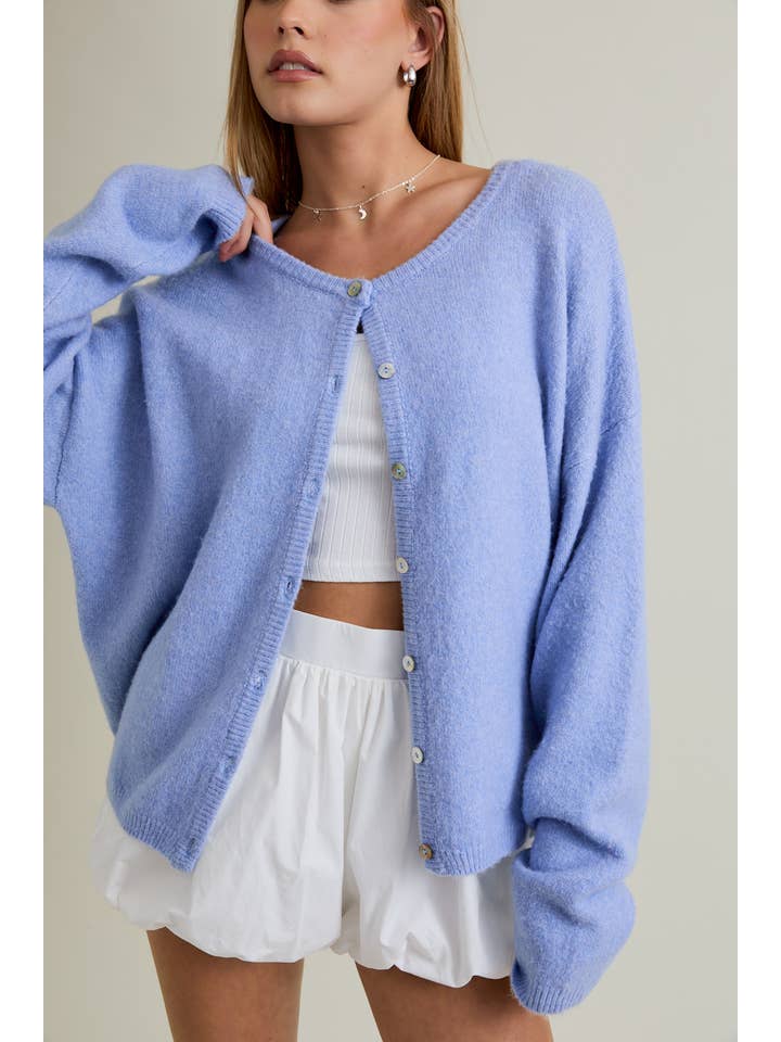 LE LIS - Wholesale Cardigan - Women's - LONG SLEEVE CREW NECK SWEATER CARDIGAN5