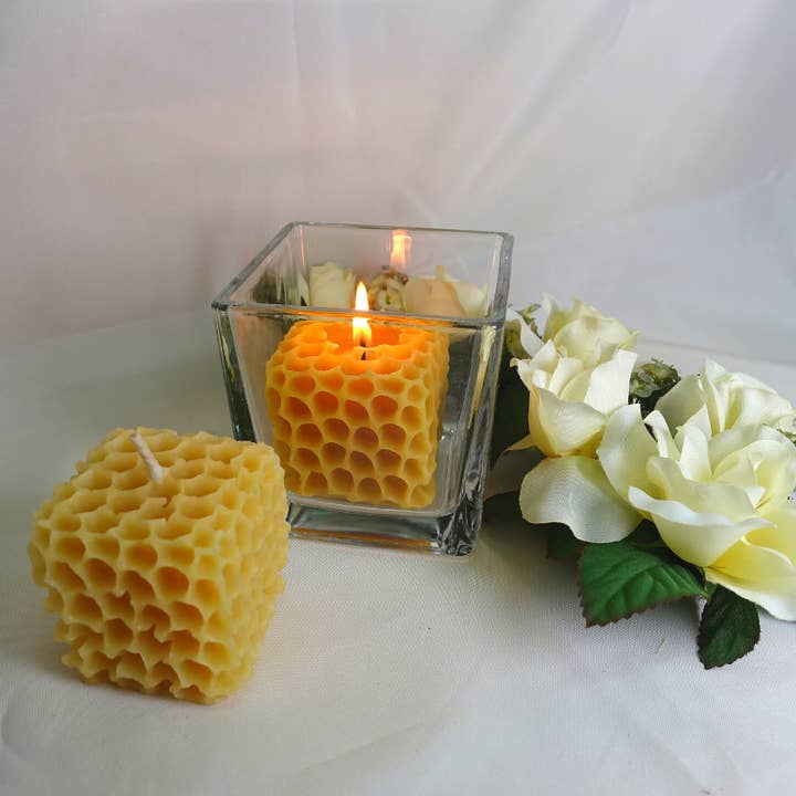 Tu-Bees Honey & Beeswax Candles - Wholesale Novelty Candle - Beeswax Votives - Honeycomb Shape1
