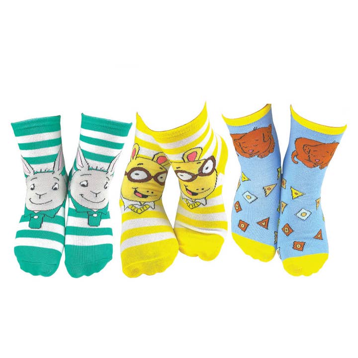 PBS Kids Arthur Colorful Crew Socks - 3 Pair Set Options (Kids Size) for wholesale by DoodleUS Inc