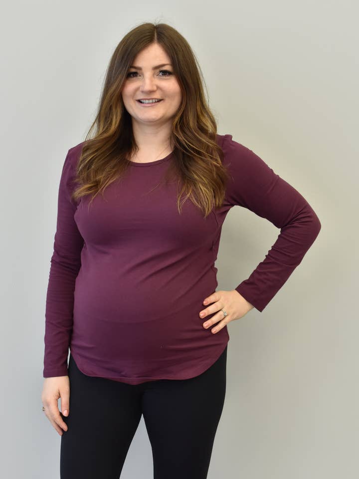 Zoe Zipper Long Sleeve Nursing Top for wholesale by Ella Bella Maternity