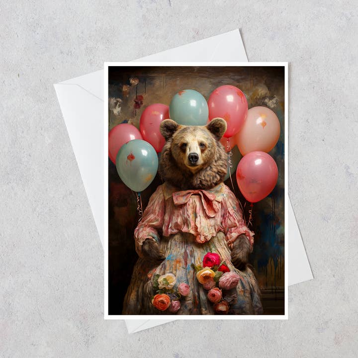 Miss Honeyrose Bear Blank Greeting Card 180AS for wholesale by Salty Alyce