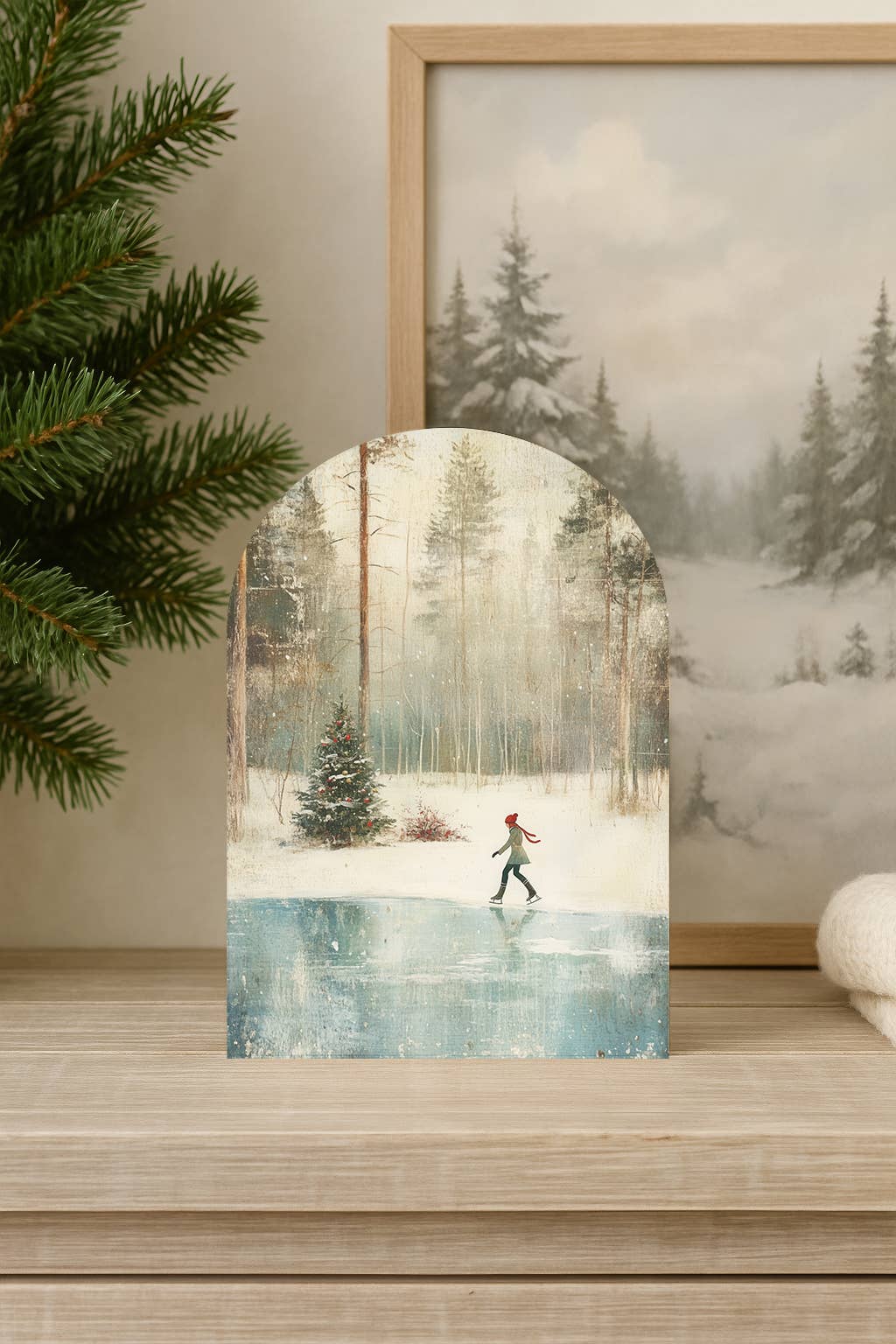 The 19th Collective - Wholesale Sign - Ice Skater Arch Wall Art – Vintage Winter Holiday Home Decor0