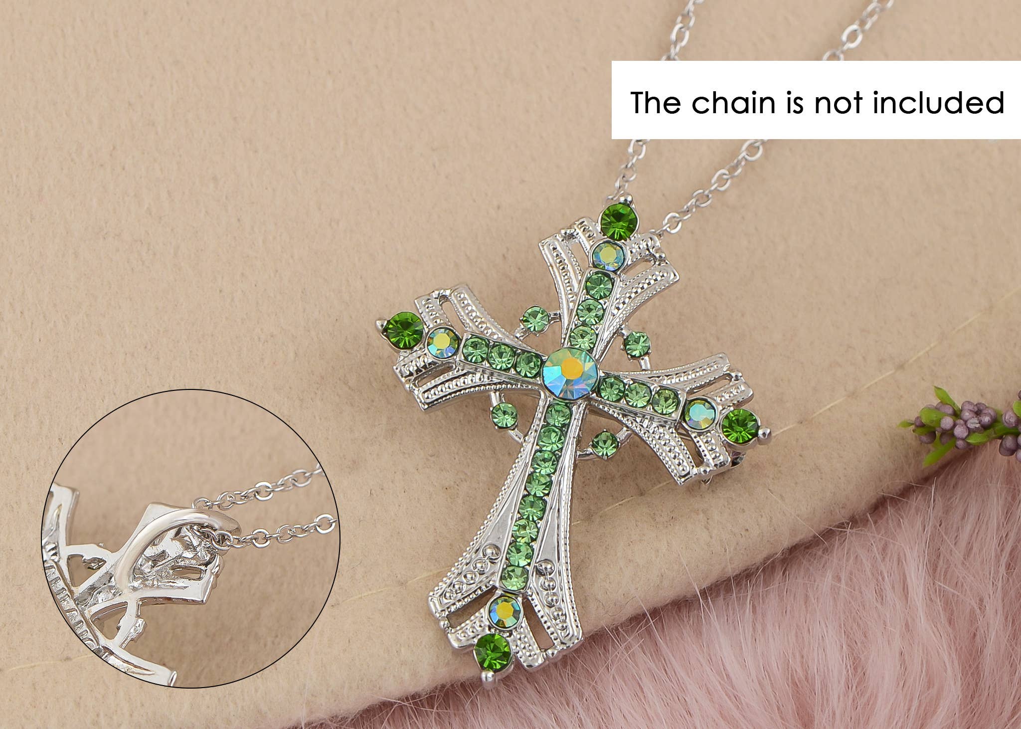 AK Brand - Vendita all'ingrosso Spille - Spilla a forma di croce religiosa argentata con strass7