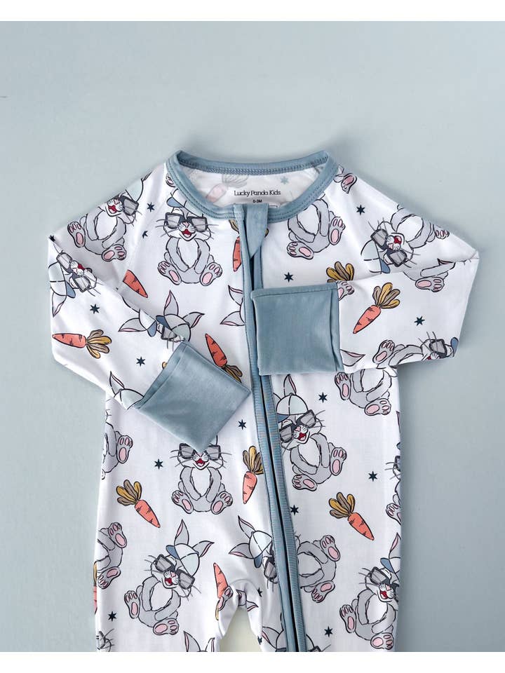 Lucky Panda Kids - Wholesale Jumpsuit - Baby - Bamboo Easter Baby Zip Romper | Rad Bunny12