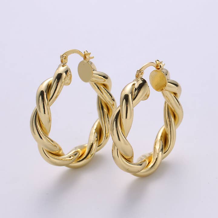 Aim Eternal - Wholesale Hoop Earrings - Gold Twisted Hoop Earrings, Bold Gold Hoop Earrings, Chunky Earrings, Statement Hoops, 14k Gold Filled Hoops Earring gift for her
