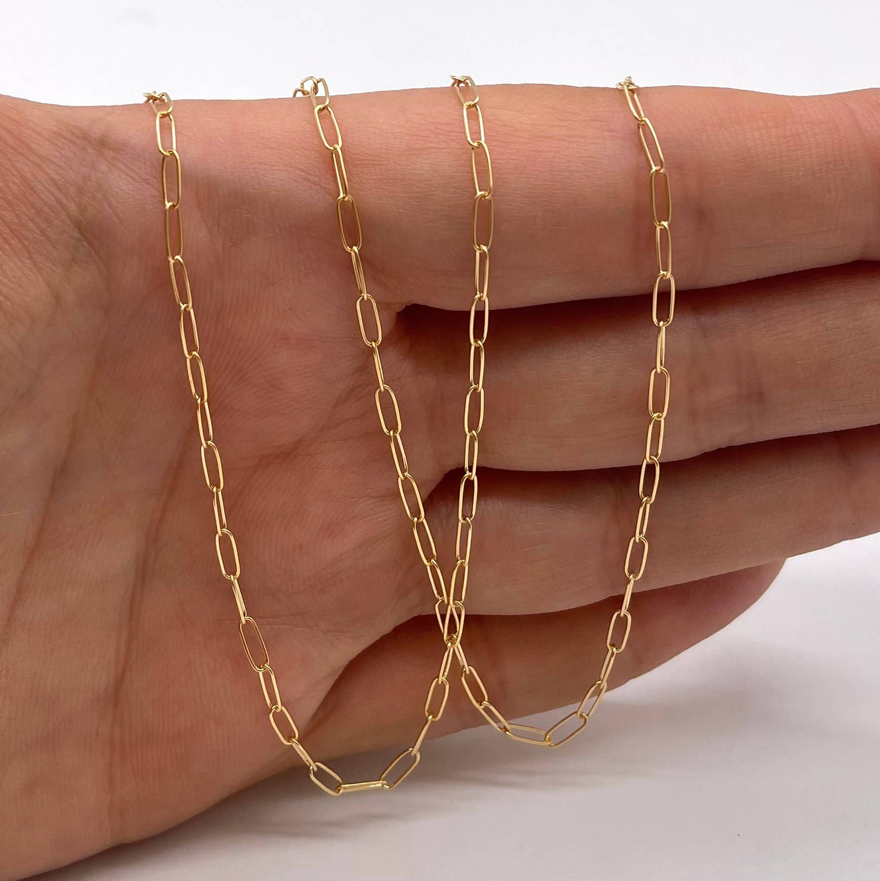 Cali Findings - Wholesale Link & Chain Necklace - 14K Gold Filled 2mm Round Paperclip, Elongated Cable Link4