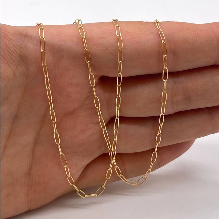 Cali Findings - Wholesale Link & Chain Necklace - 14K Gold Filled 2mm Round Paperclip, Elongated Cable Link4