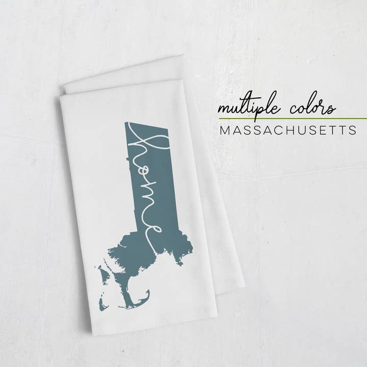 Massachusetts "home" tea towel | Multiple colors for wholesale by Paperfinch Design