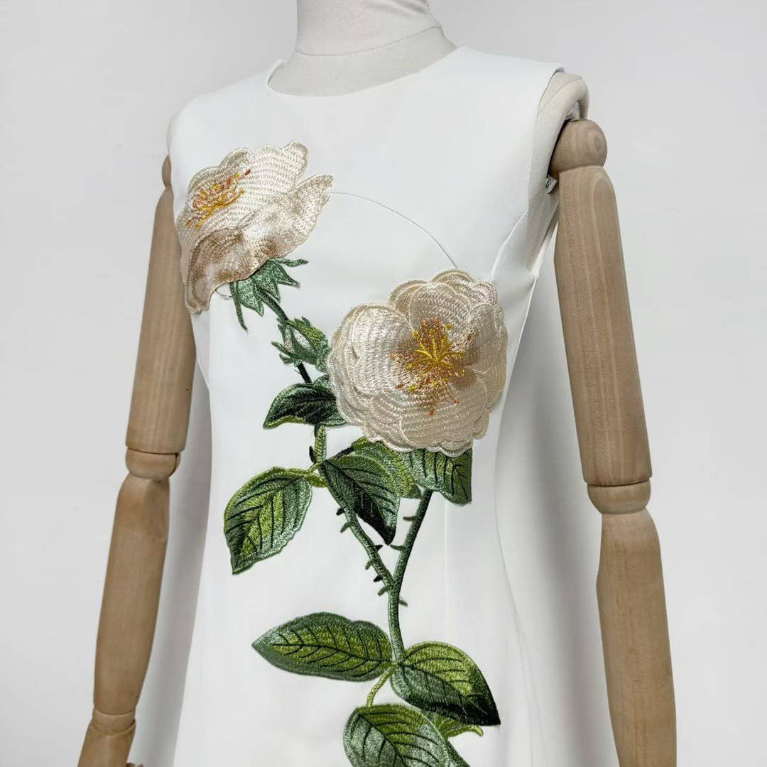 Productseeker - Wholesale Dress - Women's - DR750Y Sleeveless 3D Floral Embroidered Elegant Long Dress19