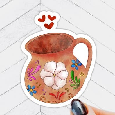 Cantarito Taza De Barro Vinyl Sticker for wholesale by Quirky Latina Co