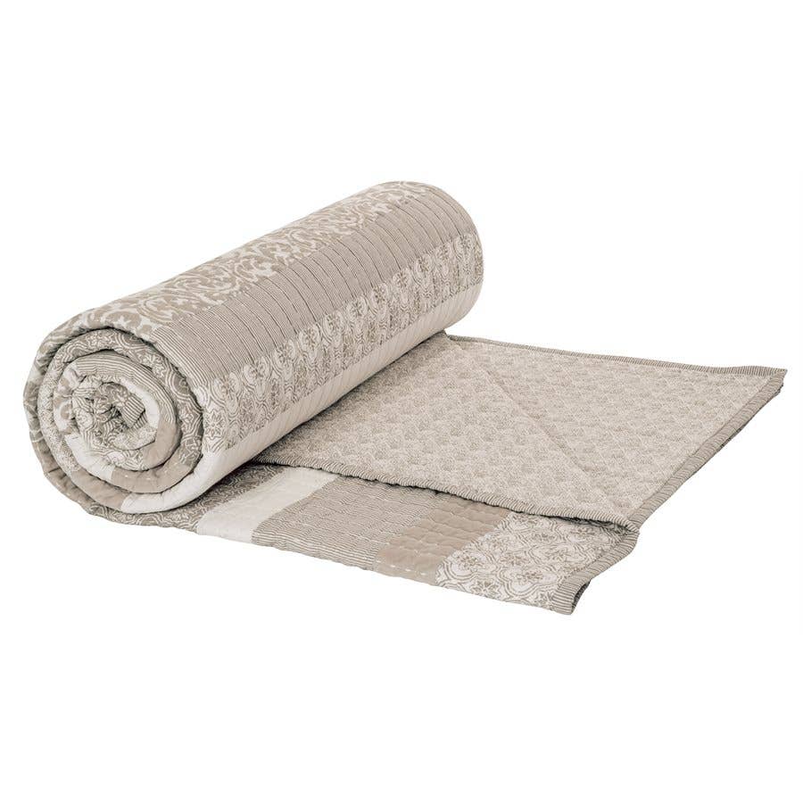 Brunelli - Venta al por mayor Edredones acolchados - Colcha Lola Marfil y Taupe1