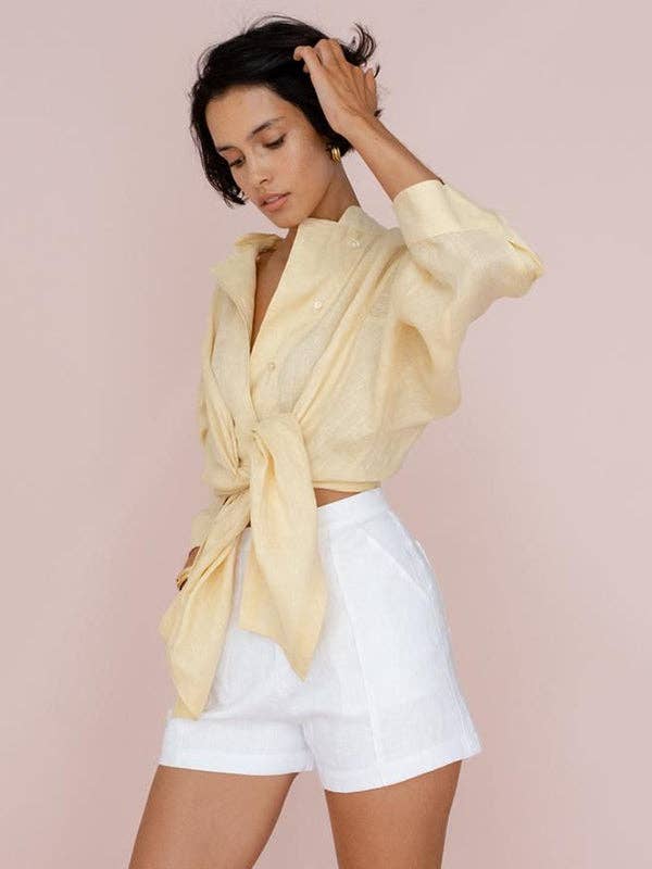 UZ Wholesale Store - Wholesale Button Down Shirt - Women's - ​Split-Front Notch Collar Blouse2