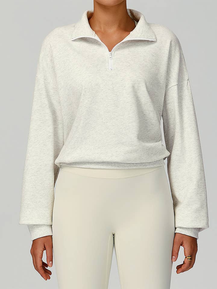 Sudadera deportiva corta con cremallera media y manga larga para venta al por mayor de Crave by FW