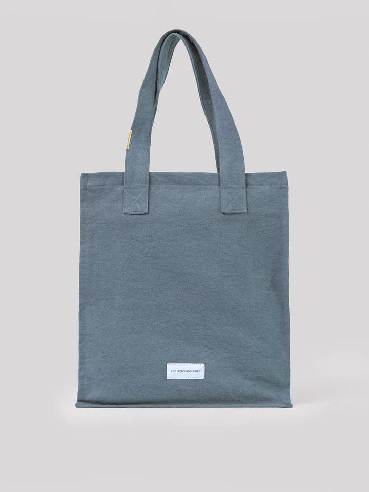Organic Cotton Canvas Zipped Bag Plain Horizon Blue for wholesale by Les Pensionnaires