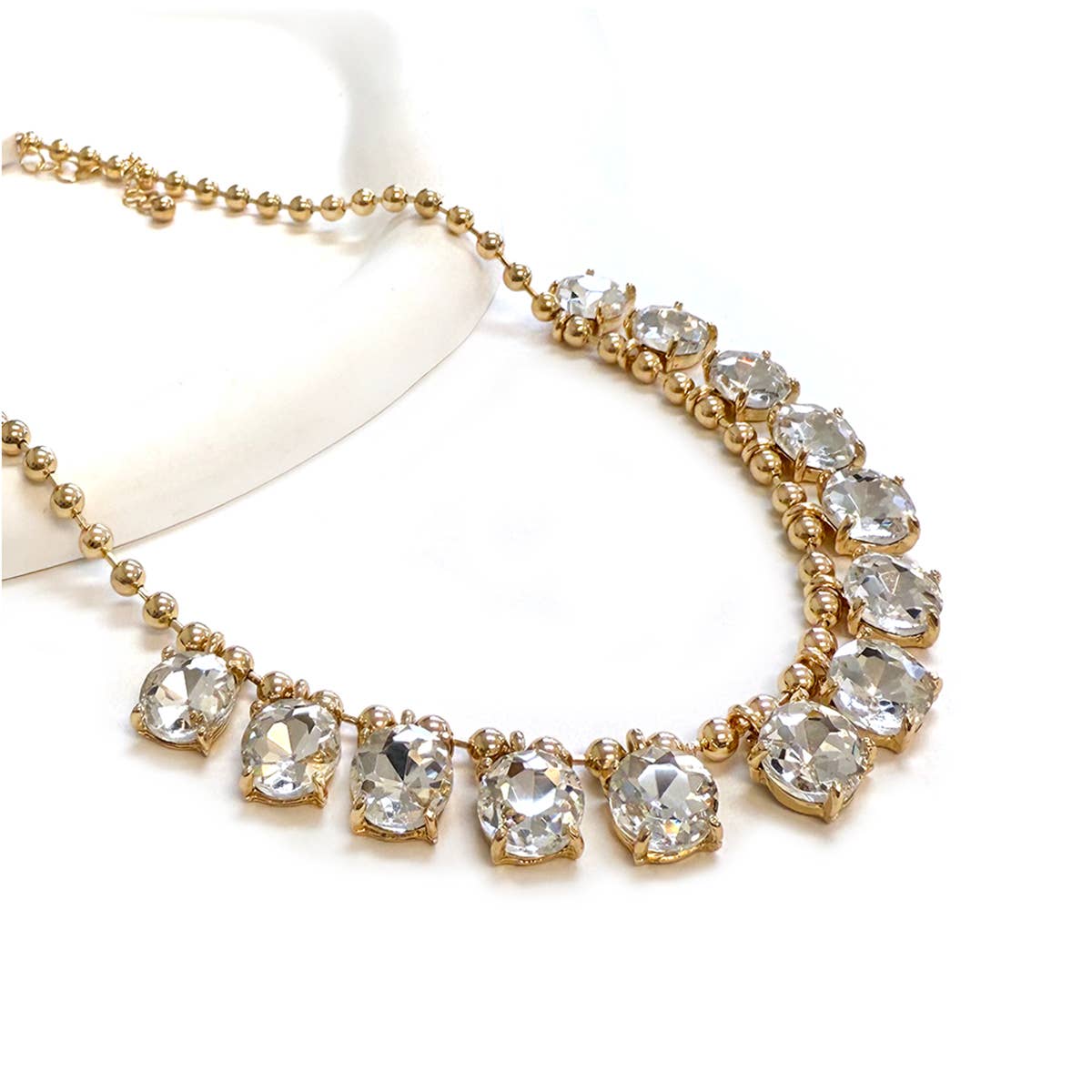 StarryNYC - Wholesale Beaded/Pearl Necklace - Crystal Glass Bead Dangle Station Ball Beaded Chain Necklace5