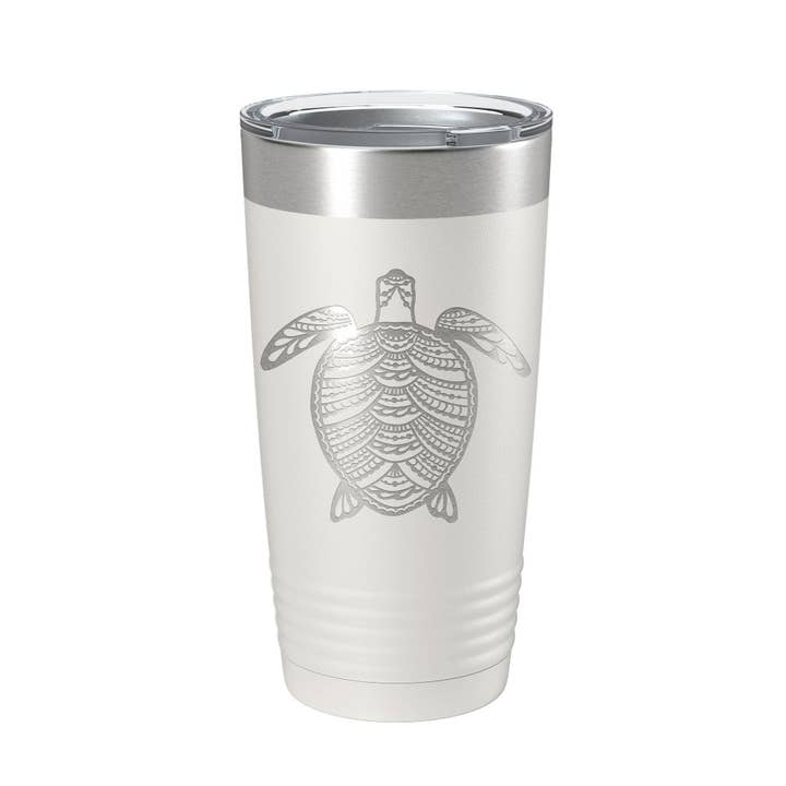Sea Turtle Tumbler Zentangle reismok geïsoleerde lasergegraveerde koffiekop 20 oz voor wholesale door CarveBright