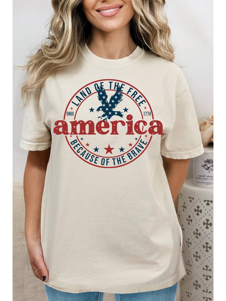 BouTeeQue Closet - Wholesale Screen Printed T-Shirt - Women's - BT1988 T AMERICA LAND OF THE FREE1