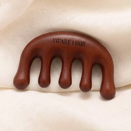 Gua Sha du cuir chevelu en bois de santal Meridian pour la vente par AWARE Hair
