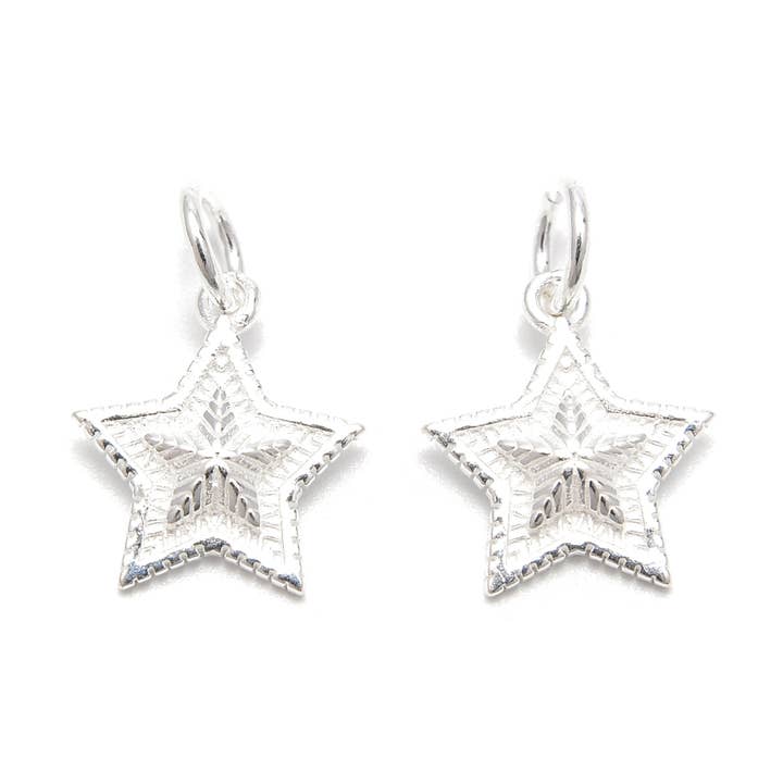 925 Sterling Silver Femuddig Stjärnberlock Hängsmycke Storlek 12x7,5mm 4st Per Påse för wholesale av CRCBEADS