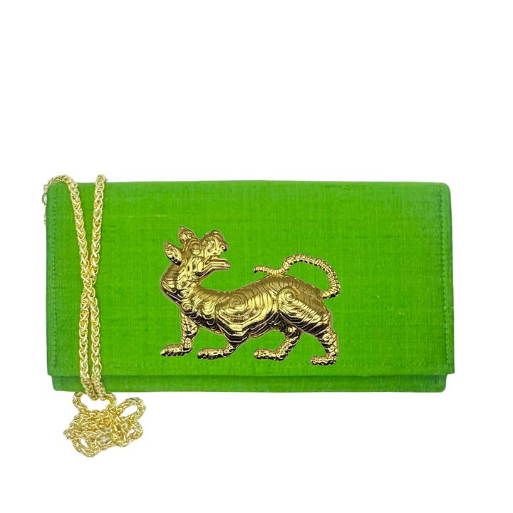 Garland Bags - Wholesale Crossbody Bag - Women's - Emerald Dupioni Silk Crossbody with Customized Gold Accent 26