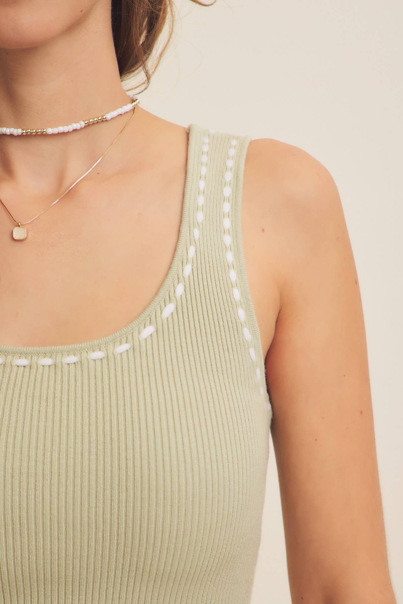 in february - Wholesale Knit Sweater - Women's - EVERYDAY SOFT CONTRAST STITCH LUXE SWEATER TANK19