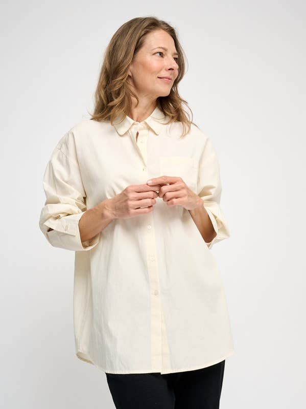 Avalon Popeline-Hemd – Naturfarben für den Großhandel von moshi moshi mind
