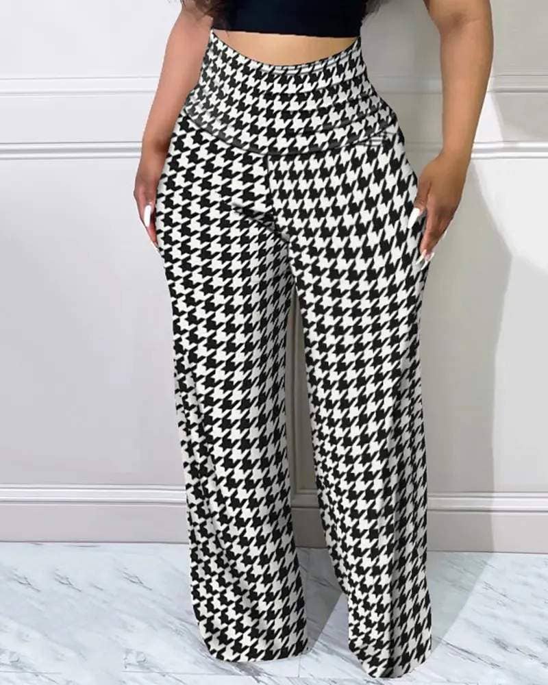 BLACKWHITE houndstooth print high waist pants for wholesale on Faire0