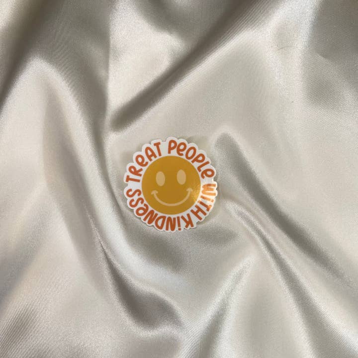 Treat People With Kindness Smile Waterproof Sticker for wholesale by StellaJude