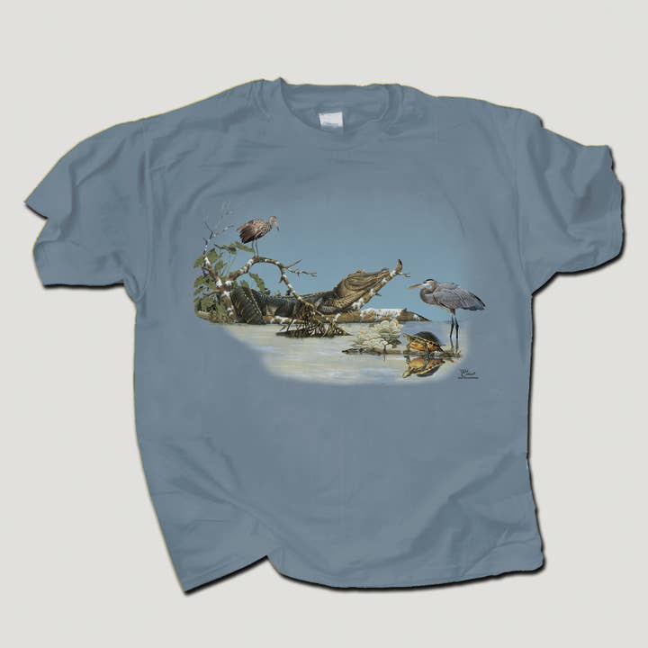 Alligator Swamp 100% HW Cotton Adult T-shirt for wholesale by Atlas Screen Printing