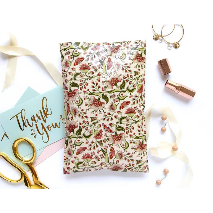 Vintage Floral Poly Mailers 10x13 for wholesale by Lucky Avocado