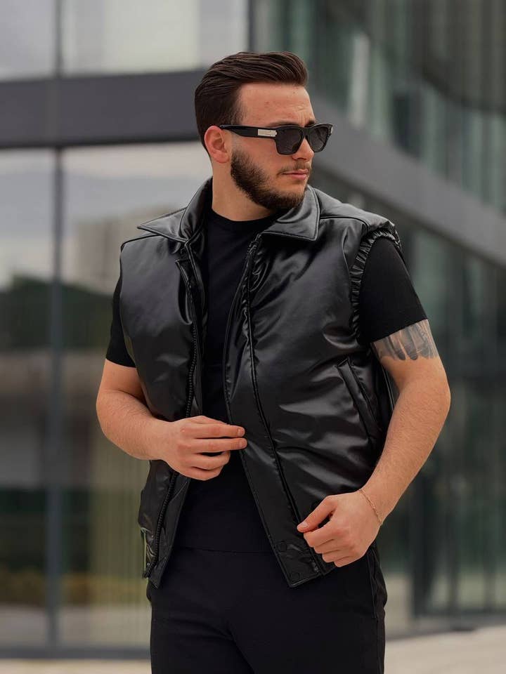 Oversize Leather Waistcoat Men Vest for wholesale by PremiumDenim