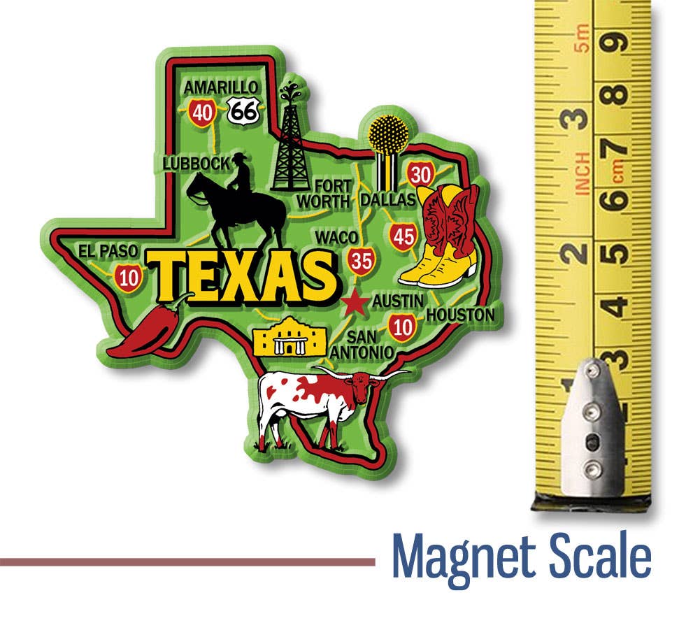 7 Star - Wholesale Magnet - Texas Colorful State Magnet 3.5" x 3.3" Made USA1