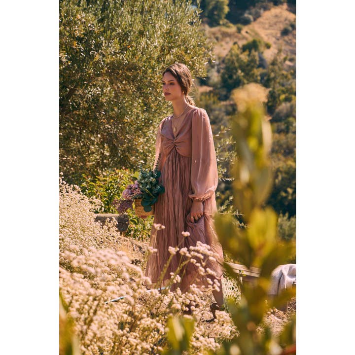 KEEP IT DREAMY IRIDESCENT MAUVE TWISTED BUST MAXI DRESS for wholesale on Faire1