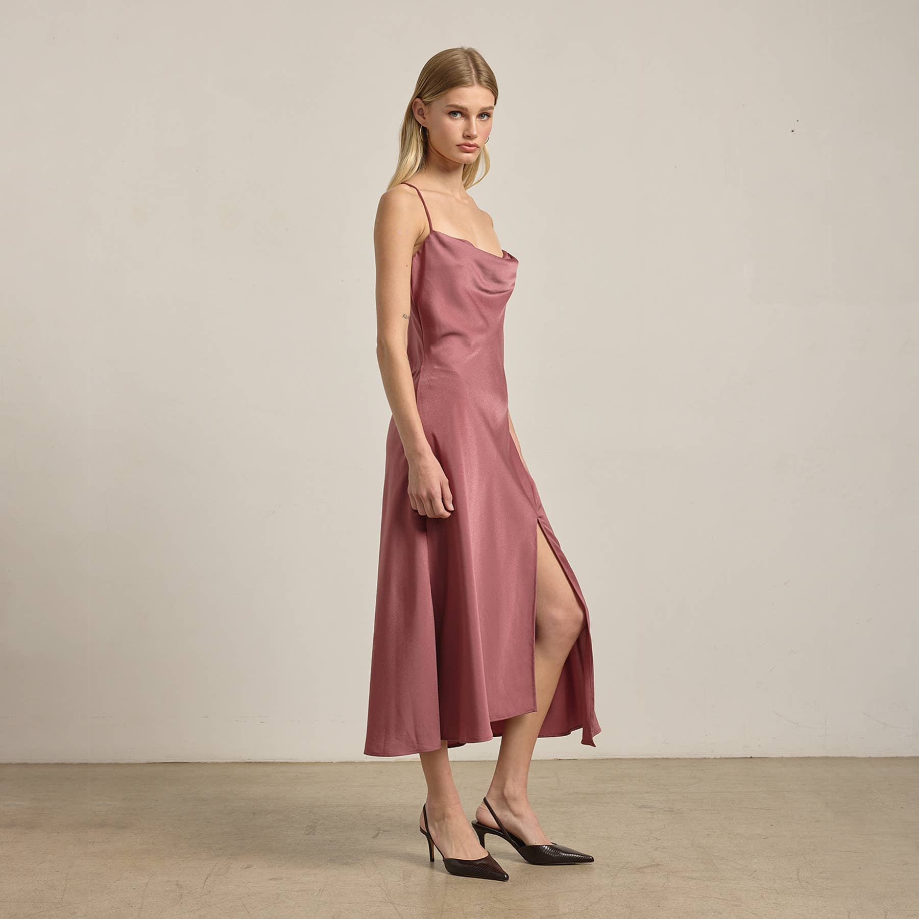 RAISONNEL - Wholesale Dress - Women's - Satin Drape Slip Dress - RD12026