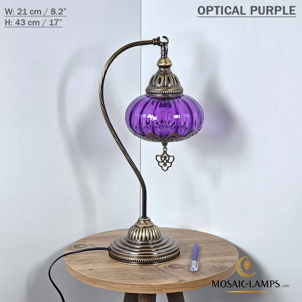 Mosaic Lamps - Vente Lampes d'appoint/de bureau - Lampe de table en verre clair à col de cygne, 8 modèles différents - Ottoman Gooseneck24