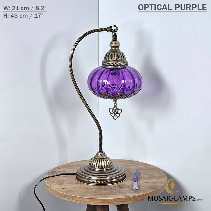 Mosaic Lamps - Vente Lampes d'appoint/de bureau - Lampe de table en verre clair à col de cygne, 8 modèles différents - Ottoman Gooseneck24