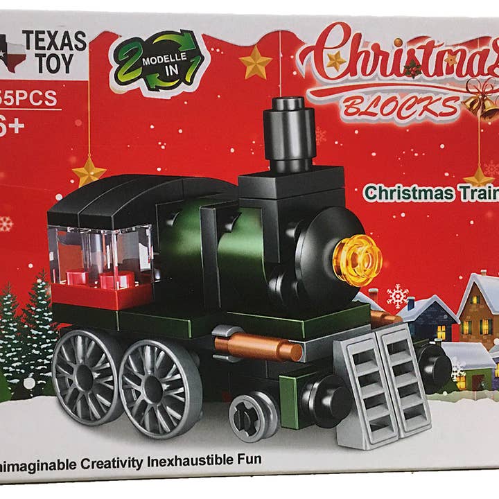 Texas Toy Distribution - Wholesale Building Set - Kids - Christmas Train Building Brick Kit (55 pcs)