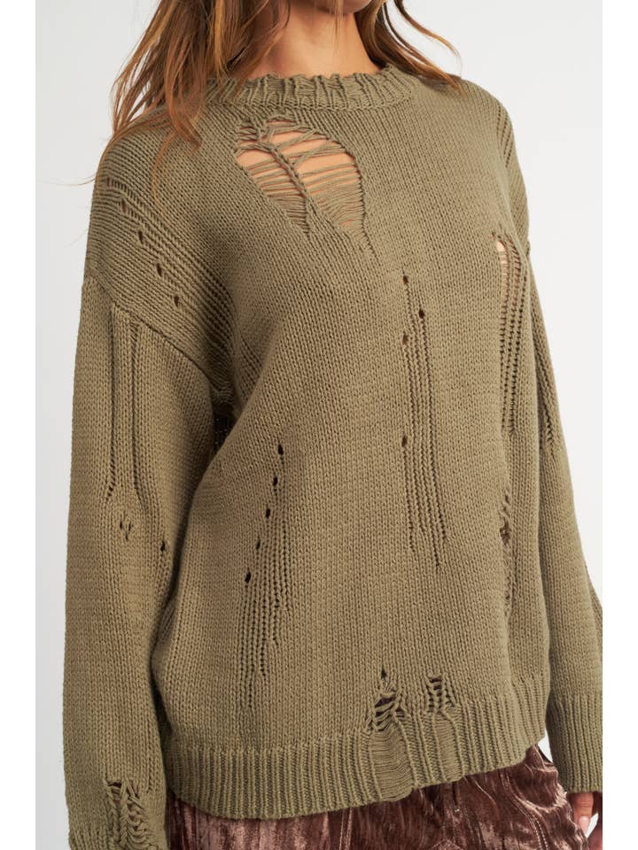 Emory Park - Wholesale Knit Sweater - Women's - DISTRESSED OVERSIZED SWEATER9