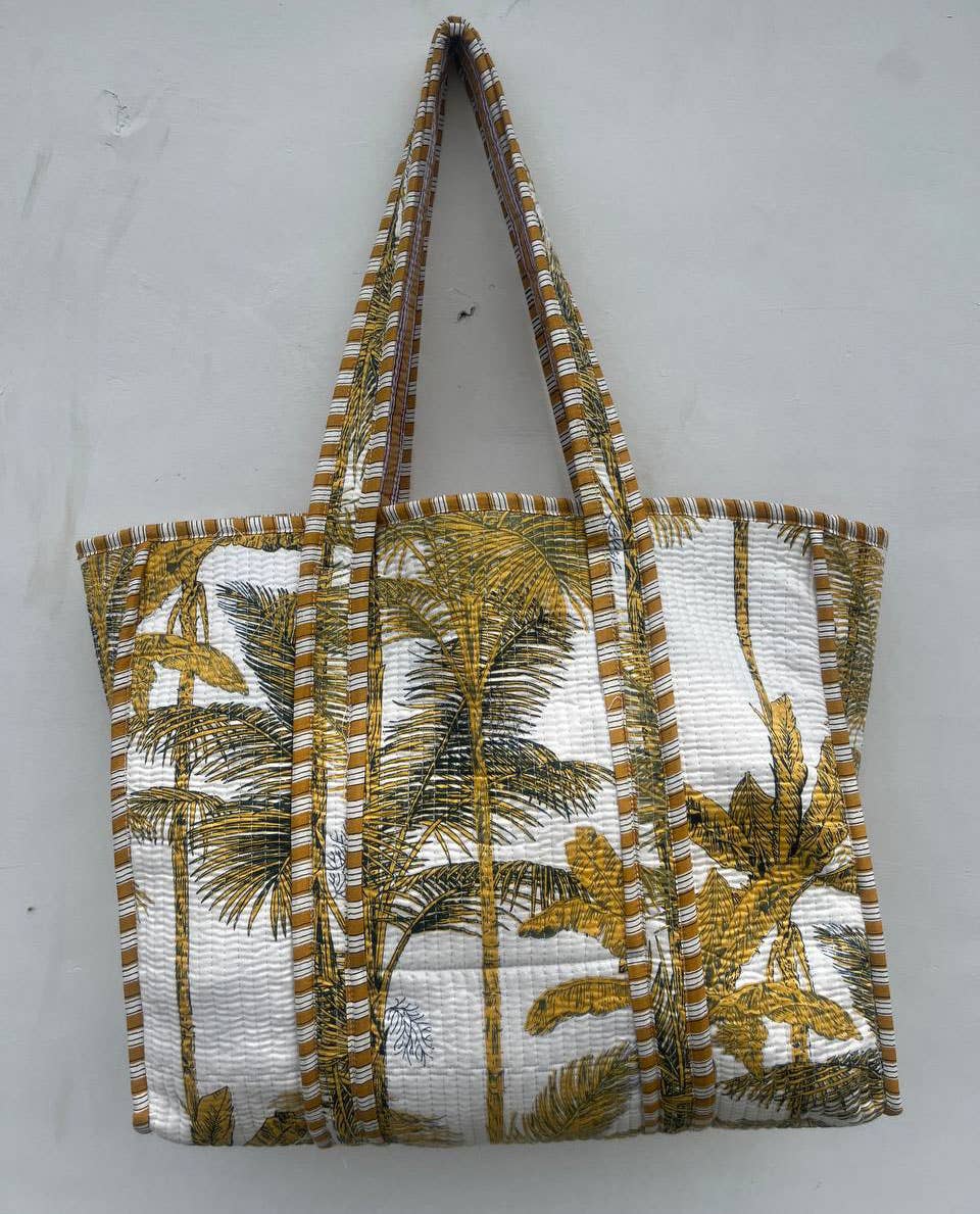 bhavnas boutique – wholesale Shoulder bag – women's – Tree Printed White Cotton Quilted Beautiful Bag Women Bags 1