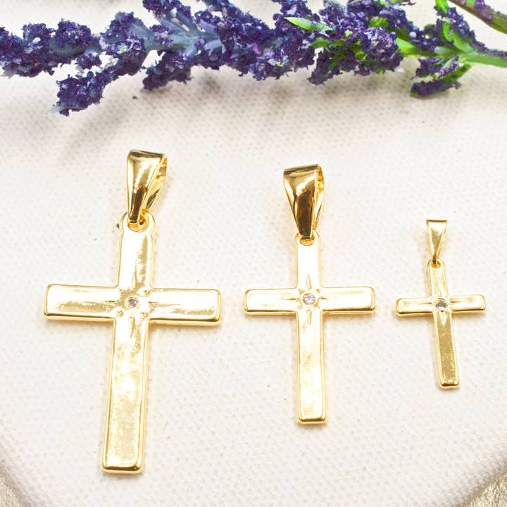 Stardust Zirconia Cross Pendant - Different sizes Available for wholesale by Cherie by Cherie